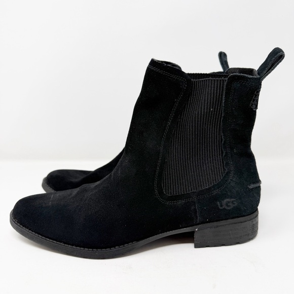 UGG Black Suede Hillhurst II Chelsea Ankle Boots Size 10 Elastic Pull On NEW - Picture 4 of 10